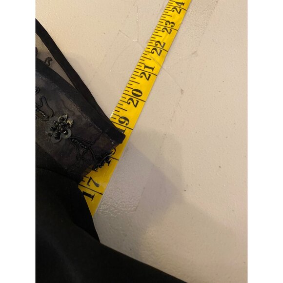 Donna Morgan Black Short Sleeve Dress Button Back & Lace Trim Petite 6 - Picture 6 of 11